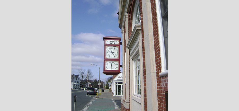 exterior sign and clock